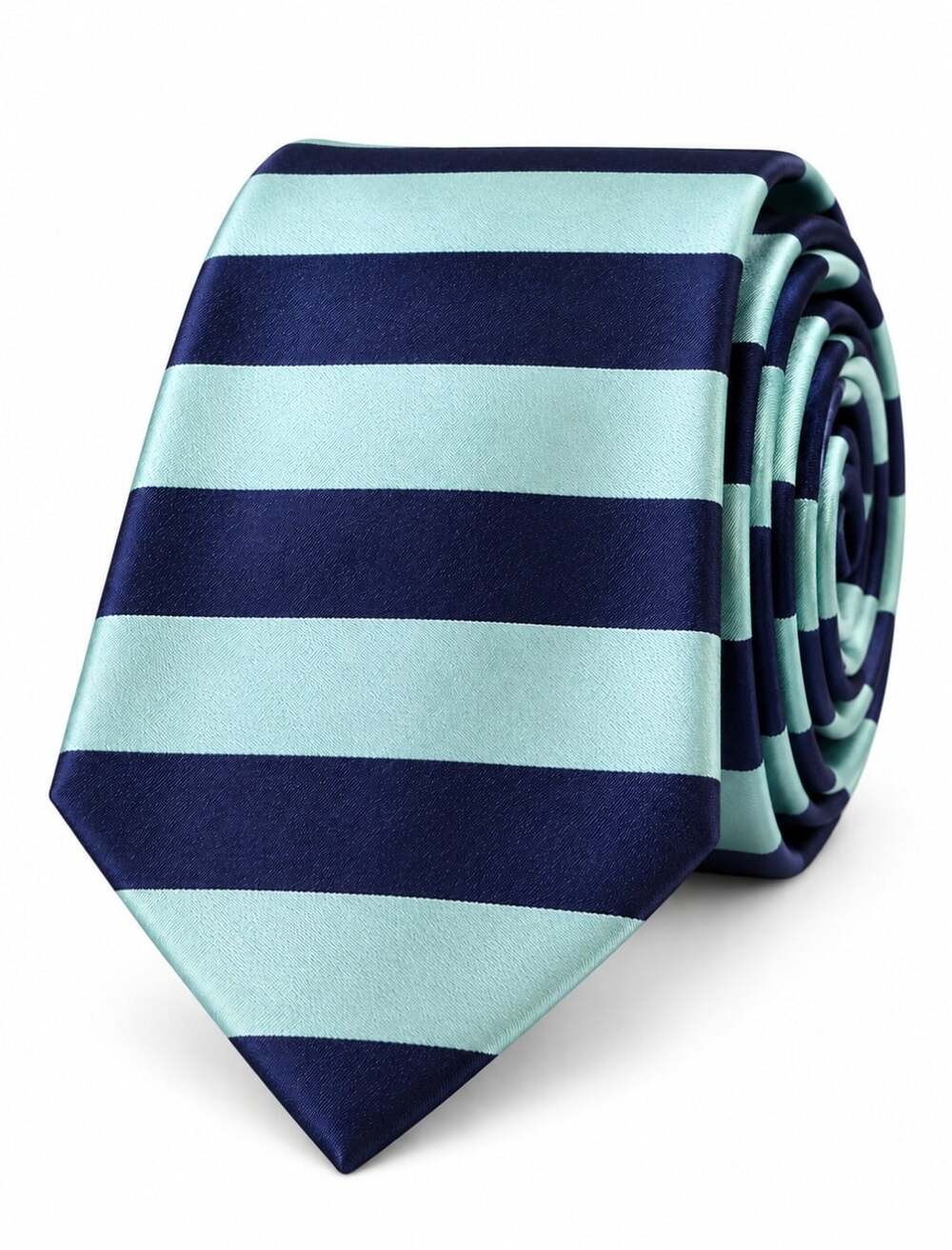 Tommy Hilfiger Men’s Silk Tie Navy Aqua Horizontal Stripe USA Made 58” Preppy